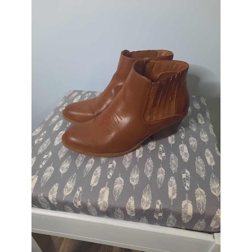 Frye and Co Jude Cognac Brown Western Ankle Boots Block Heel Size 9M - Picture 4 of 6